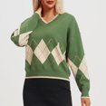 thumbnail image 6 of Erwazi Sweaters Women's Color Block Fall Winter V Neck Long Sleeve Warm Soft Knitted Pullover, 6 of 8