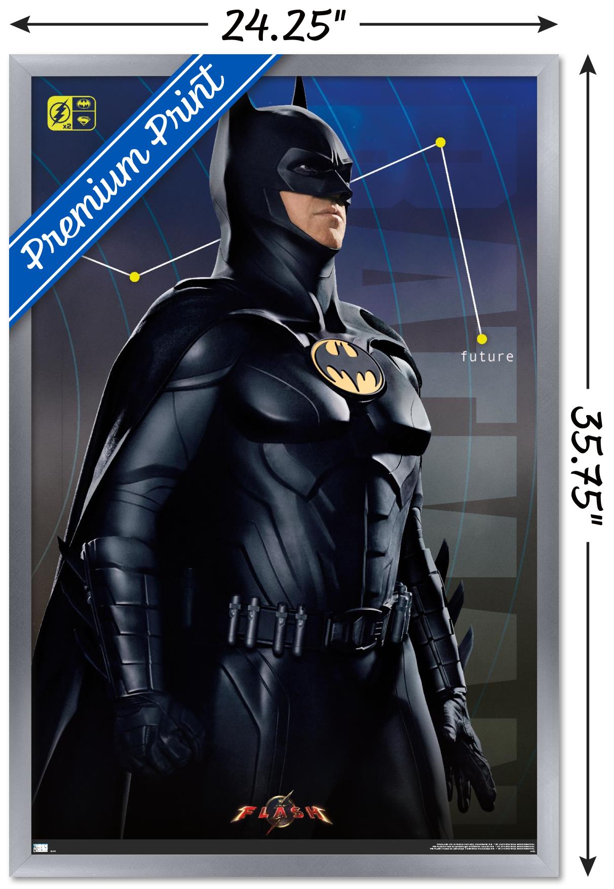 DC Comics Movie The Flash - Batman Triptych Wall Poster, 22.375" x 34" Framed
