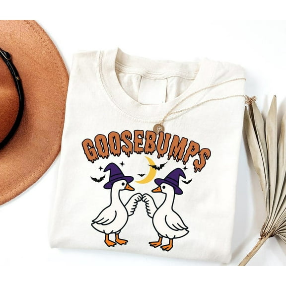 Funny Goose Bumps Halloween T-shirt, Retro Goose Pumps T-shirt, Best Girly Halloween Gift, Trendy Halloween Gif, Cute Animal T-shirt.