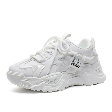 

Women s Casual Platform Lace Up Running Shoes Fashion Faux Leather Chunky Sneakers Women s Footwear