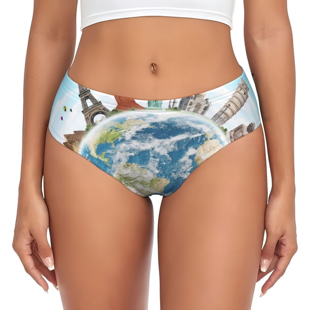 Balery World Travel Ropa Interior de Algodón para Mujer con Dibujo – Braguitas Cómodas y Elásticas, Estilo Clásico-XX-Large