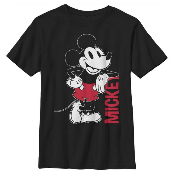 Boy's Mickey & Friends Mickey Mouse Vintage Lean Graphic Tee Black Large
