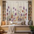 thumbnail image 3 of Purple Red Spring Floral Kitchen Curtains, Watercolor Botanical Summer Flowers Light Filtering Window Curtain Panels, 2Pcs Rod Pocket Window Treatments Set for Living Room Bathroom Bedroom 42x63In, 3 of 9