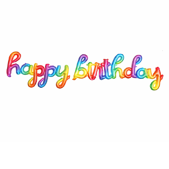 Tout pour célébrer Bannière de ballons « Joyeux anniversaire » en aluminium, 19 pouces, à gonfler à l’air. Réutilisable, décorations et articles de fête pour enfants et adultes (arc-en-ciel)