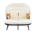 thumbnail image 2 of LoLado 74.8" L Patio Daybed, Outdoor Rattan PE Wicker Back Loveseat Sofa Set with Throw Pillows, Retractable Canopy and Cushions for Backyard, Poolside, Garden, Beige, 2 of 10