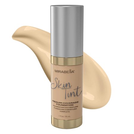 Mirabella Skin Tint Creme Liquid Foundation Makeup, Oil-Free Mineral Foundation for Medium Coverage - w/Hyaluronic Acid, Squalane, & Allantoin for All Skin Types - IC Cool