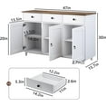 thumbnail image 5 of Catrimown Sideboard Buffet Cabinet, Mid-Century Kitchen Storage Cabinet with 3 Drawers & 3 Doors, Coffee Bar Cabinet with 3 Adjustable Shelves, White, 5 of 7