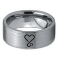 thumbnail image 2 of Tungsten Heart Cancer Survivor Love Band Ring 8mm Men Women Comfort Fit Gray Flat Cut Brushed Polished, 2 of 4