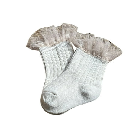 

wofedyo baby essentials Baby Infants Toddlers Girls Mid Calf Length Socks 1 Pair Bow Lace Long Stockings Ruffled School Socks baby socks