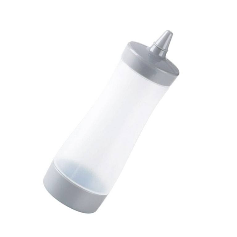 Unique BargainsPlastic Squeeze Bottle Attached Oil Sauce Dispenser Nozzle Cap White 200ml 2 Pcs