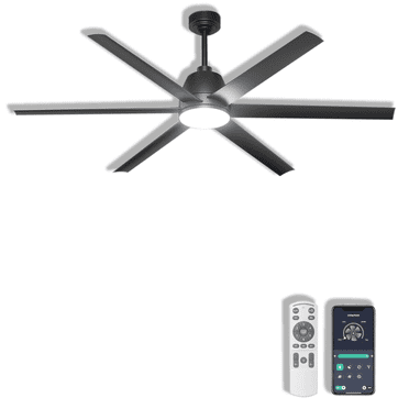52" Matte Black/Espresso Wood Contemporary Ceiling Fan with LED Light Kit & Remote Control, Smart, for Bedroom/Dining Room/Patio