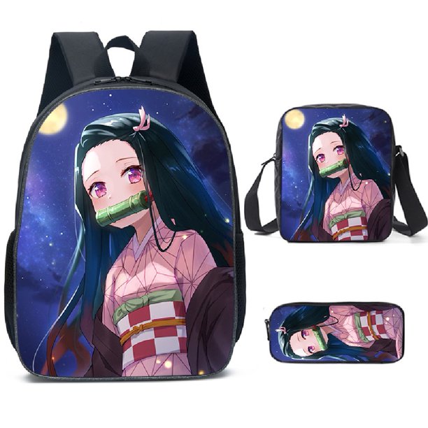 3 Piezas Demon Slayer Nezuko Niños Nuevas Mochilas De Anime Niña Princesa Estudiante Bolígrafo Escolar Bolsos Niño Bolso De Hombro Drop Envío