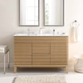 thumbnail image 2 of Double Sink Vanity Cabinet, White Oak, Wood, Mid Century Hotel Bedroom Bathroom, Modern Contemporary HB33393, 2 of 11