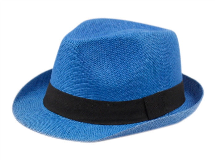 Summer Men/'s Women Beach Sun Hat Short Brim Natural Straw Fedora Trilby Hats