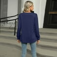 thumbnail image 5 of Bjutir Womens Long Sleeve T Shirt Fall Winter Comfortable Casual Solid Color U Neck Pleated Top Navy Xl, 5 of 8