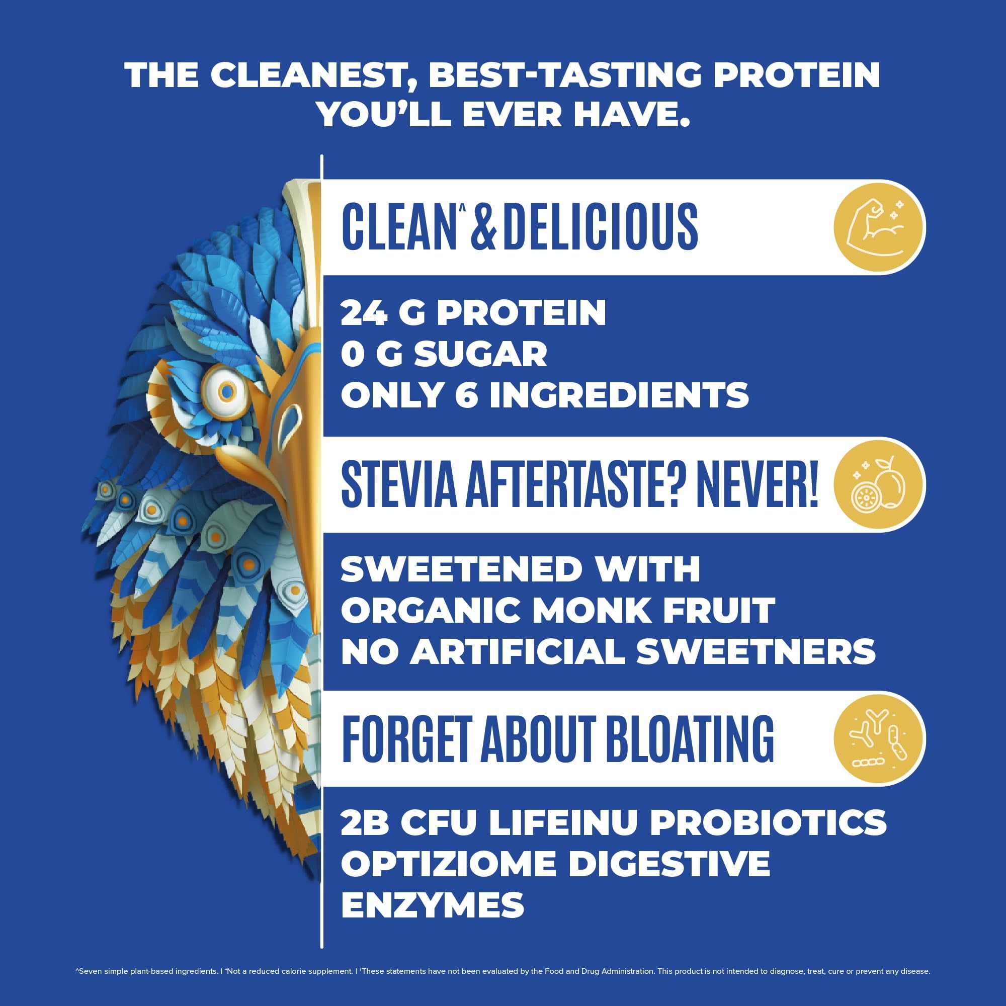 BIRDMAN Falcon Organic Vegan Protein Powder, Stevia & Sugar Free, Vanilla, 37 Servings, 2.64lb