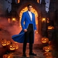 thumbnail image 6 of Men's Vintage Gothic Medieval Steampunk Long Tailcoat Jacket Victorian Frock Swallow Coat Uniform Blue XL, 6 of 6