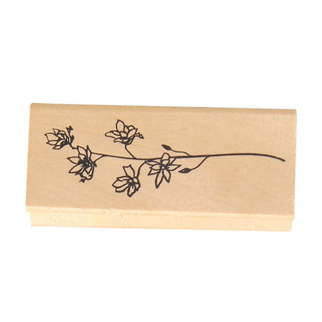 Stamp Rectangular Wood Rubber Scrapbooking Stamp DIY Flower DIY Stamp Photo Album Printing Photo Album Seal, Type 5