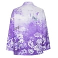 thumbnail image 4 of QLEICOM Women's Long Sleeve Turndown Collar Crewneck Button Casual Elastic Comfy Blouses Shirts Tops Purple L, US Size 8, 4 of 5