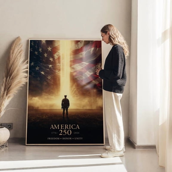 America 250 Poster: USA 250th Anniversary Patriotic Wall Art Print, 8x12 UNFRAMED