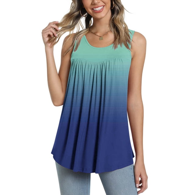 LSLJS Débardeurs pour Femmes Blouse d'Été Décontractée Sans Manches à Col Ras du Cou Hauts T-Shirt à Imprimé Floral Gilet pour Femmes
