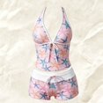 thumbnail image 2 of Womens Split Tankini Swimsuit Set Halter Neck Adjustable Tie Top Boyshort Swim Trunks Multi Print Beach Pool Outfit S-XL, 2 of 4