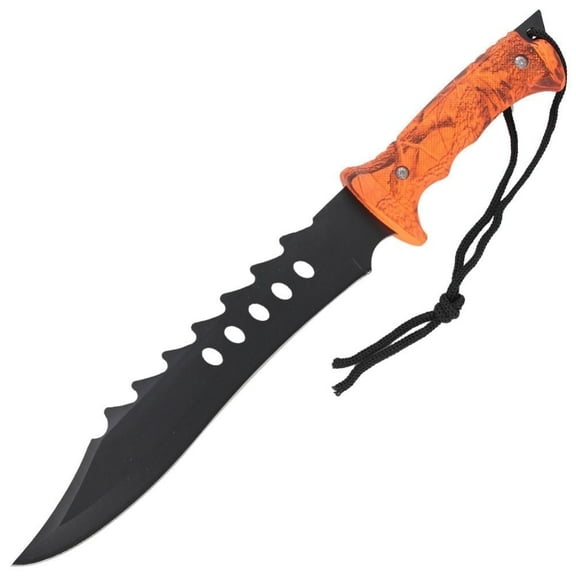 Armory Replicas Hunters Blaze Outdoor Knife – 12" Full Tang Hunting Knife with Orange Camo Handle & Nylon Sheath