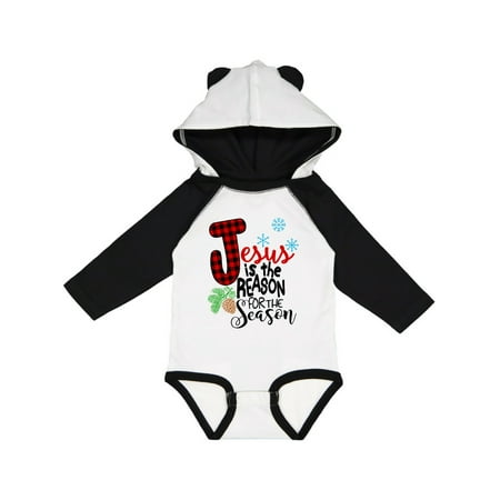 

Inktastic Jesus is the Reason for the Season Pinecone and Snowflakes Gift Baby Boy or Baby Girl Long Sleeve Bodysuit