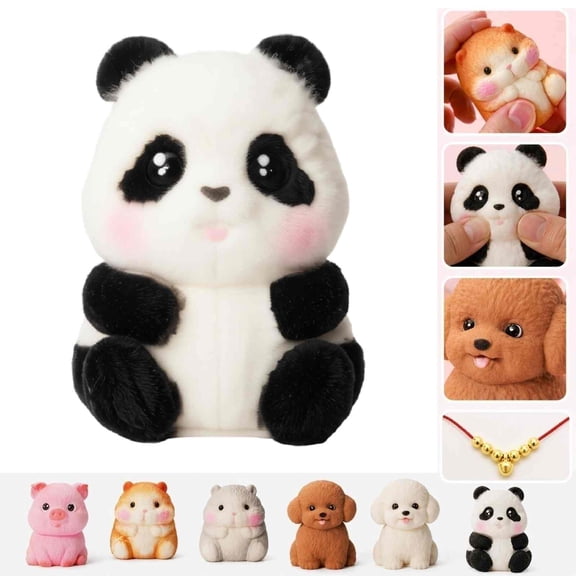 Realistic Animal Squishy - Ultra Soft Silicone Dog Squishy, Handmade Stress-Relief Toys for Kids & Adults, Non-Toxic Squeeze Toys for Relaxation & Sensory Play (Panda-1pcs)
