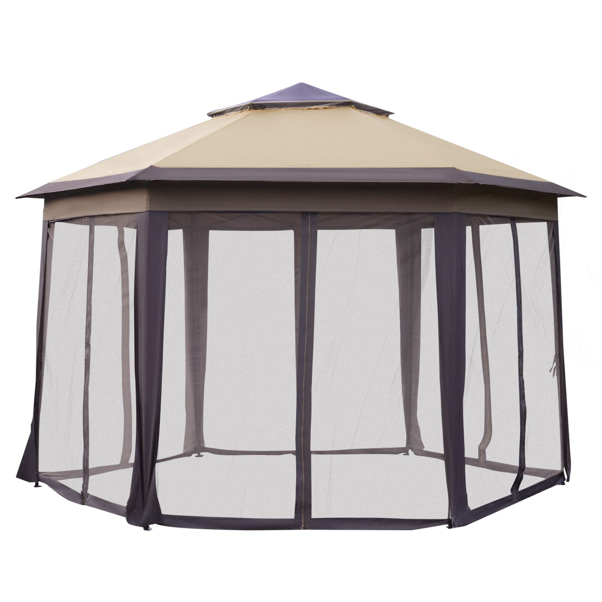 ABCCANOPY 12x12 ft Hexagon Pop Up Gazebo Outdoor Screen Gazebo Tent Instant Setup Canopy Shelter with Netting 