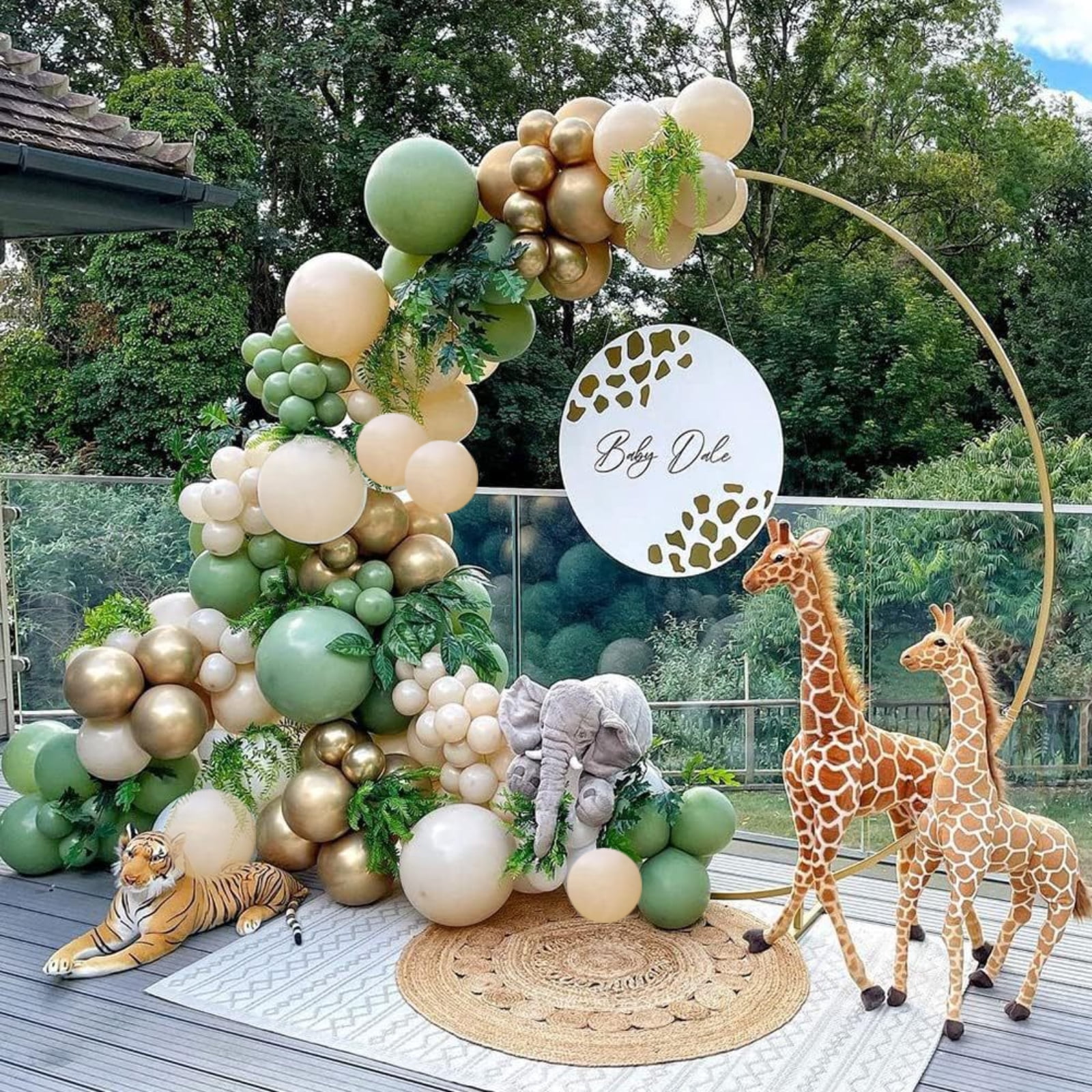 Sage Green White Gold Balloon Garland Arch Kit, 138Pcs Latex Balloons Different Sizes 18 12 10 5 Inch for Birthday Baby Shower Gender Reveal Wedding Party Decoration