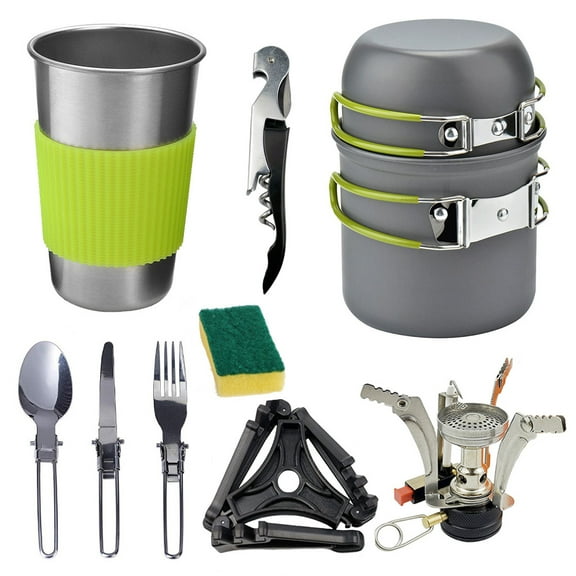 Camping Cookware Kits, Outdoor Camping Hiking and Picnic Kitchen Accessories Pots and Pans Stove ,Cups Camping Cooking Set