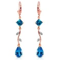 thumbnail image 2 of Galaxy Gold GG 14K Rose Gold 3.97 Carat Natural Blue Topaz and Natural Diamond Dangle Earrings - December Birthstone - Communication & Serenity - Fine Jewelry for Women, 2 of 3