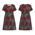 thumbnail image 3 of Bixox Robe d'Été à Manches Courtes pour Femmes Robe Ample Longueur Genou avec Poches-Coccinelle, 3 of 7
