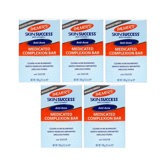 5 Pack - Palmer's Advanced Formula Skin Success Anti-Acne Medicated Complexion Bar with SULFUR, 3.5 OZ
