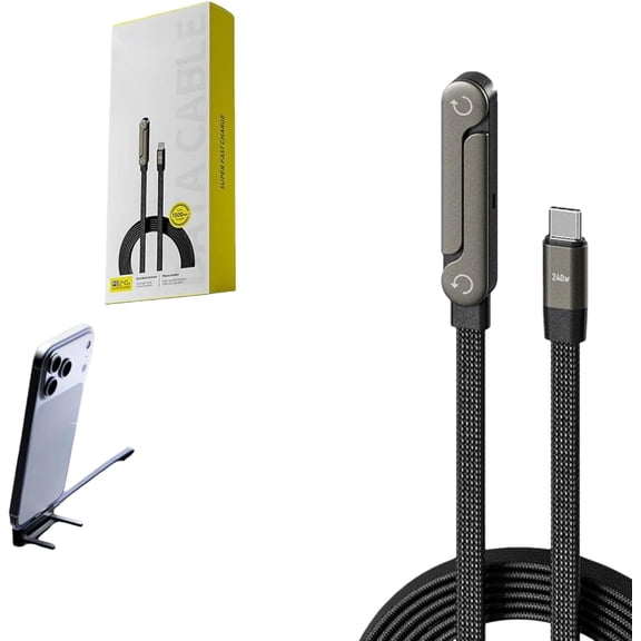 Yippzo Invisible Stand Charging Cable,Built in Phone Stand Charging Cord, Multi Invisible Holder 240W Charger Cable for Smartphones, Tablets, Laptops, Gaming Devices
