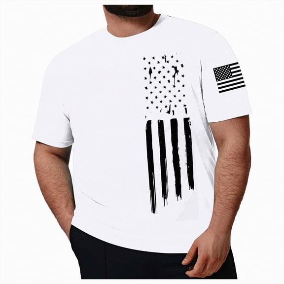 KPOPLK Cropped Big and Tall Men's T-Shirts Cotton Fashion Boxy Shirt Short Sleeve Crew Neck Tee for Men 2XL-7XL(White,XXXXXXL)