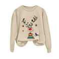 thumbnail image 4 of Kaprioy Sweatshirts for Women Cute Elk Gift Long Sleeve Shirt Pullover Tops Christmas Graphic Fall Fashion Clothing Beige, S, 4 of 6