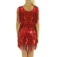 thumbnail image 5 of Aiihoo Women Shiny Metallic Tassel Latin Samba Tango Dress Sleeveless Dress 1920s Cocktail Party Red X, 5 of 7