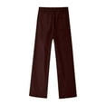 thumbnail image 5 of DeHolifer Girl's Pants Elastic Mid Waisted Button Down Straight Leg Pants Casual Solid Trousers with Pockets,9Years, 5 of 7