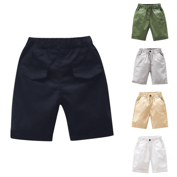 Ahuyic Boys Pants,Summer Shorts for Boys,Toddler Kids Boy Fashion Pants Solid Color Casual School Uniform Suit Shorts Cargo Pants,Black,13 Years