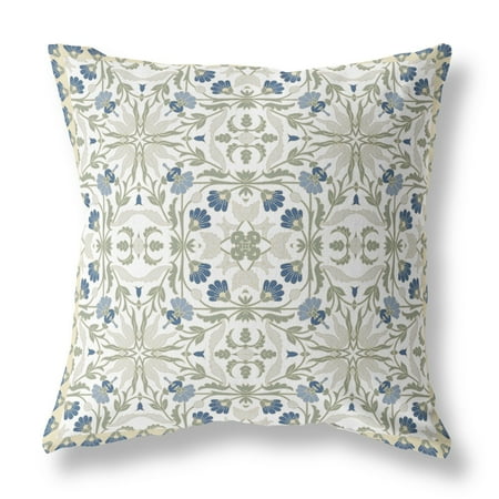 20&acirc;&euro; White Green Paisley Indoor Outdoor Throw Pillow