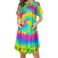 thumbnail image 3 of Wiyuqeen Women's Nightgown Short Sleeve Sleepwear Comfy Sleepshirts Crew Neck Tie Dye Nightshirt Maternity Nursing Dress with Side Zipper, 3 of 6