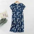 thumbnail image 2 of Lxkfashion Cotton Nightgowns for Women Sleep Shirts Short Sleeve Night Shirts Pajamas Crew Neck Nightdress Knitting Cotton Dark blue, 2 of 4