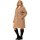 thumbnail image 4 of Plus Size Long Coat for Women Notched Lapel Warm Winter Double Breasted Coat Khaki 4X, 4 of 7