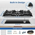 thumbnail image 6 of Gas Cooktop 30 Inch, Amzgachfktch 5 Burners Gas Stove, Built-in NG/LPG Convertible Gas Stove Top, Black Tempered Glass Propane Cooktop with Thermocouple Protection, 6 of 8