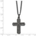 thumbnail image 5 of Stainless Steel Curb Necklace with Pendants Chain Chisel Polished and Textured Gun Metal IP-plated Cross Pendant on a 22 inch 24.93 mm, 5 of 5