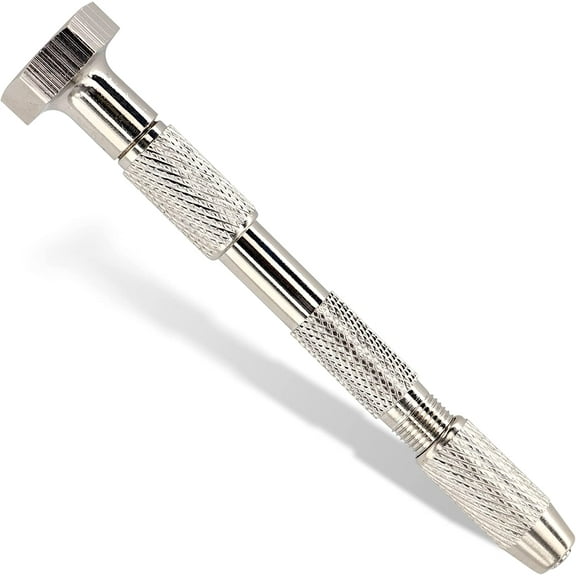 Swivel Head Pin Vise Hand Drill with Two Reversible Collets – Size Range ( 0 - 2.381 mm) - Nickel Plated, Anti- Slip Steel Body Resin Drill for Jewelry Making, Assembling, DIY Crafts - by MaxoPro