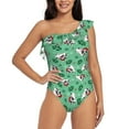 thumbnail image 2 of Yiaed Christmas French Bulldog Print Women One Piece Swimsuits Tummy Control One Shoulder Bathing Suits Pattern Ruffle Swimwear-Large, 2 of 8