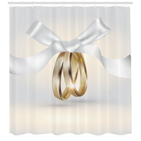 Wedding Decorations Shower Curtain Golden Colored Wedding Rings